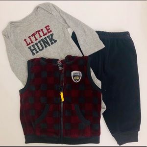 Fleece vest with onesie and fleece pants